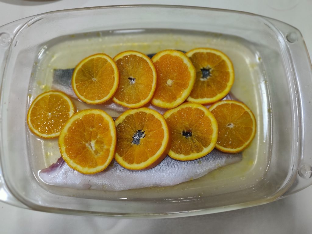 receta de lubina a la naranja